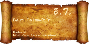 Baur Talamér névjegykártya